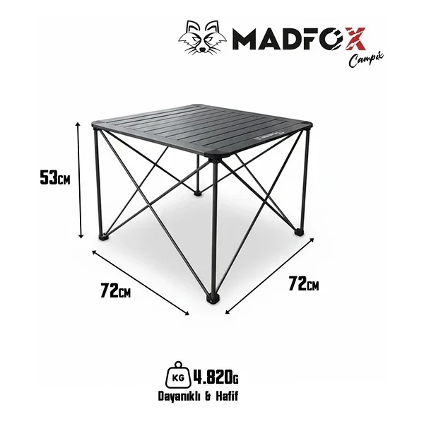 Madfox Campix 72x72 Cm Alüminyum Katlanır Kamp Masası - Görsel 5