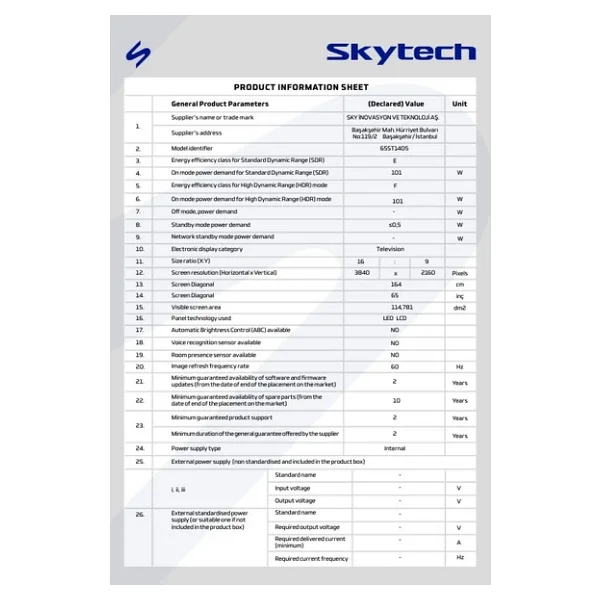 Skytech 65st4105 4K Ultra HD 65" 165 Ekran Uydu Alıcılı Smart LED TV - Görsel 7