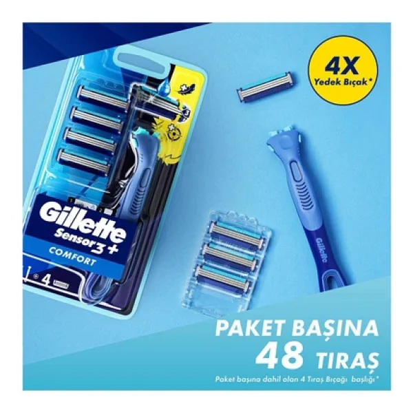 Gillette Sensor3+ Comfort 4 Başlıklı Tıraş Bıçağı - Görsel 8