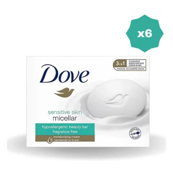 Dove Sensitive Skin Micellar Cream Bar 90 Gr 6 Adet Nemlendirici Sabun - Görsel 3