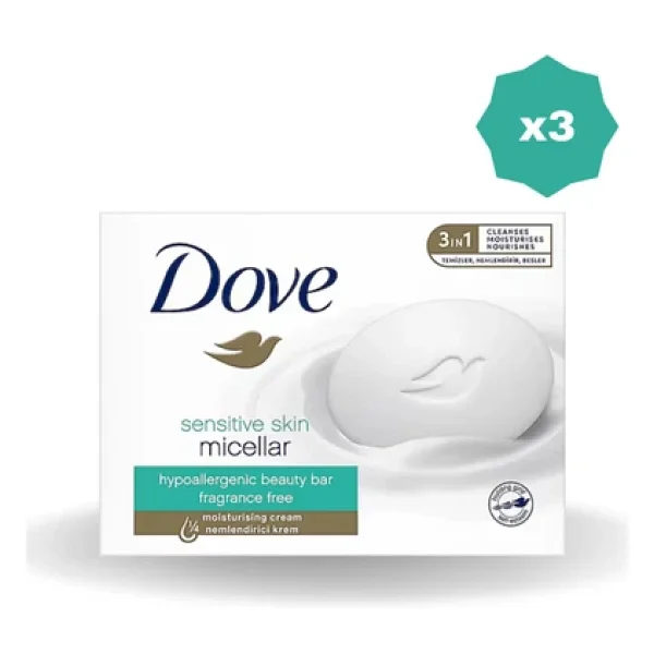 Dove Sensitive Skin Micellar Cream Bar 90 Gr 3 Adet Nemlendirici Sabun - Görsel 3