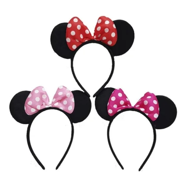 Vipfoni Mickey - Mini Mouse Taç Fiyonk Taç - Kırmızı - Görsel 3