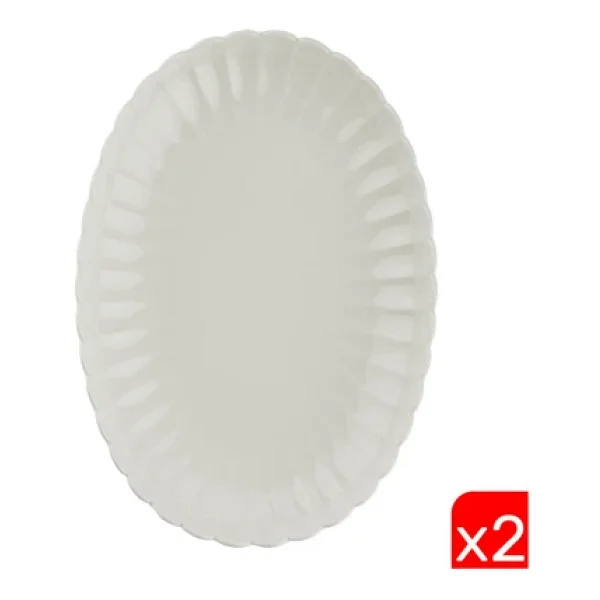 Kütahya Porselen Bone Luz 28 Cm 2'li Kayık Tabak - Görsel 5