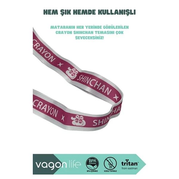 Vagonlife Vgn10016 Pembe 500 Ml Askılı Pipetli Matara - Görsel 7