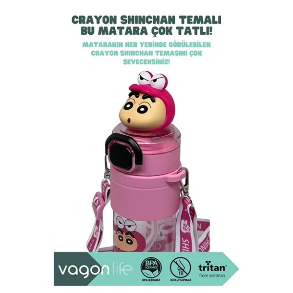Vagonlife Vgn10016 Pembe 500 Ml Askılı Pipetli Matara - Görsel 6
