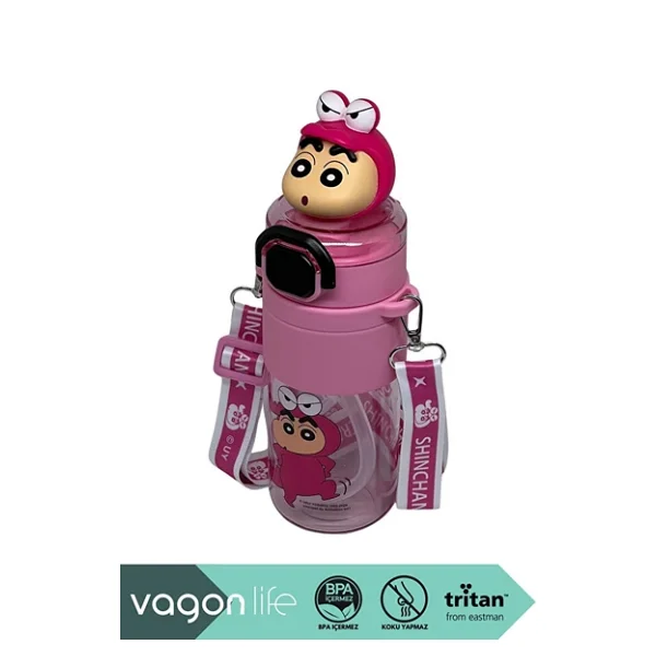 Vagonlife Vgn10016 Pembe 500 Ml Askılı Pipetli Matara - Görsel 3