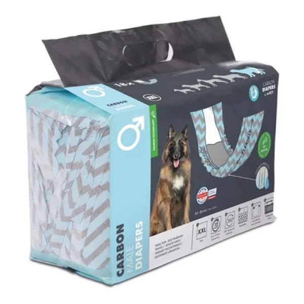 M-Pets Carbonlu Dıapers Erkek Köpekler İçin Külot (XXL) 18li - Görsel 3