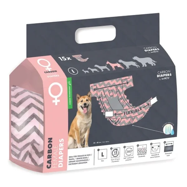 M-Pets M Pets Carbonlu Dıapers Dişi Köpekler İçin Külot (L) 15li - Görsel 3