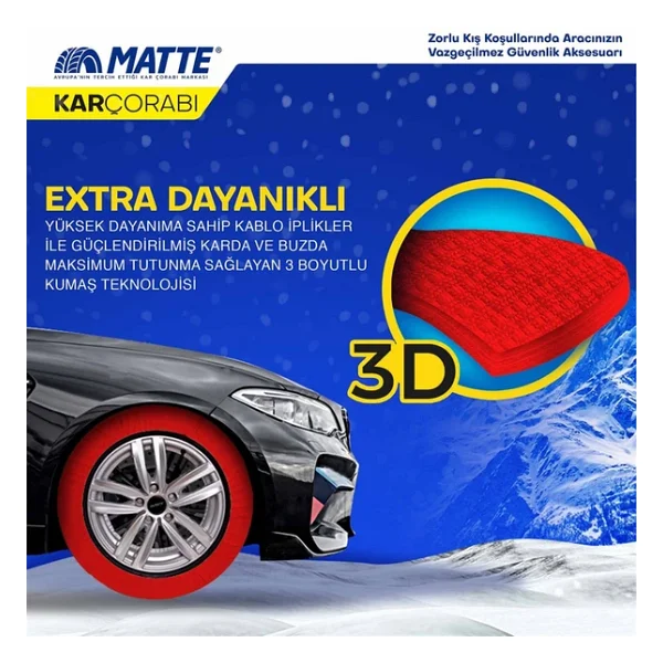 Matte 185/60 R15 Lastik İçin Kar Çorabı M - Görsel 7