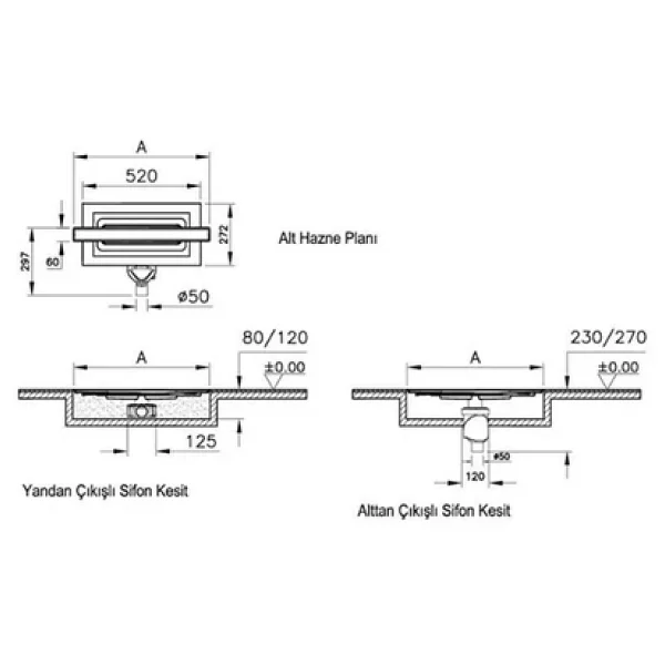 VitrA DK100 Eco-Flow 59980476000 40 cm Yandan Sifon Duş Kanalı - Görsel 6
