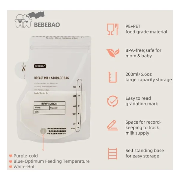 Bebebao 200 Ml 10'lu Anne Sütü Saklama Poşeti 3 Adet - Görsel 7