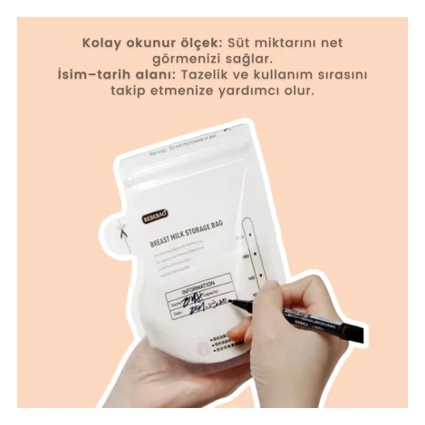 Bebebao 200 Ml 10'lu Anne Sütü Saklama Poşeti 5 Adet - Görsel 6