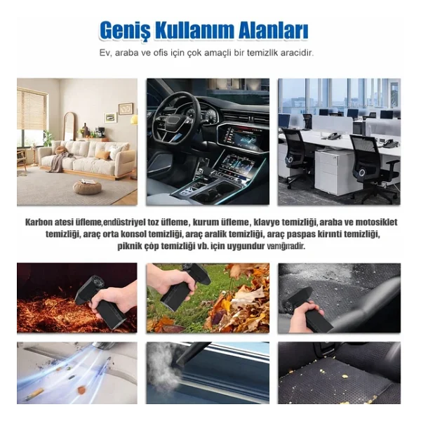 Unichrome Mini Turbo Jet Fan Turbo Şiddetli Fan 130000rpm Yüksek Hızlı Güçlü Jet Fan Üfleyici 2 Adet Başlık - Görsel 4