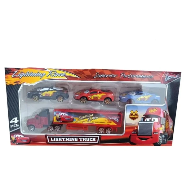 Toysan Tır Seti 4'lü Metal Arabalı Spr-50-Siyah-Mavi-Kırmızı - Görsel 3