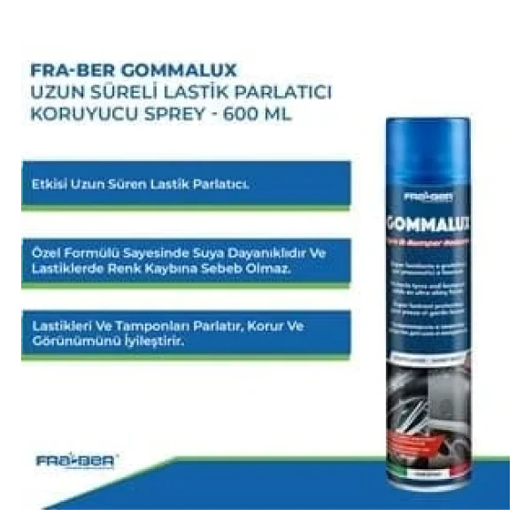 Fra-Ber Gommalux Uzun Süreli Lastik Parlatıcı Ve Koruyucu Sprey - 600 Ml - Görsel 4