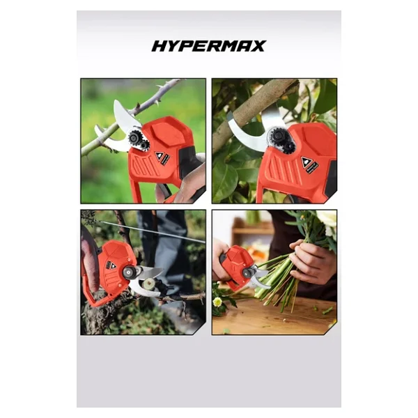 Hypermax Çift Akülü Çelik Şanzuman Göstergeli Şarjlı Dal Ağaç Kesme Bağ Budama Makası - Görsel 7