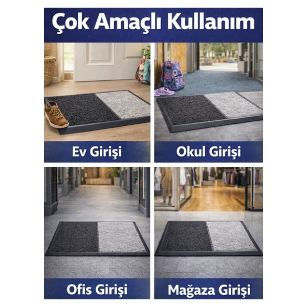 Beylini Çift Taraflı Dezenfektan Hijyen Paspası Kapı Ev Ofis Giriş Kıvırcık Paspas Kurulama Kaydırmaz 40x80 Cm - Görsel 4