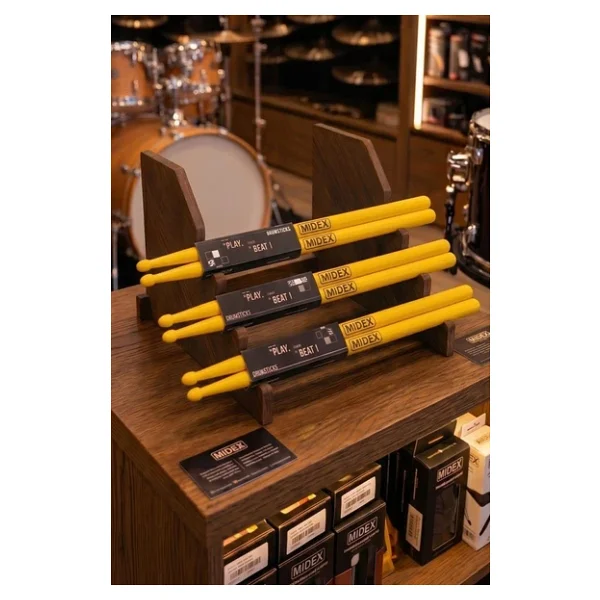 Midex Gfk-801yl-3x 5a Bateri Baget Kırılmaz Polyemid Sarı Renk Davul Bageti 5a Drumsticks 6 Adet (3 Çift) - Görsel 3