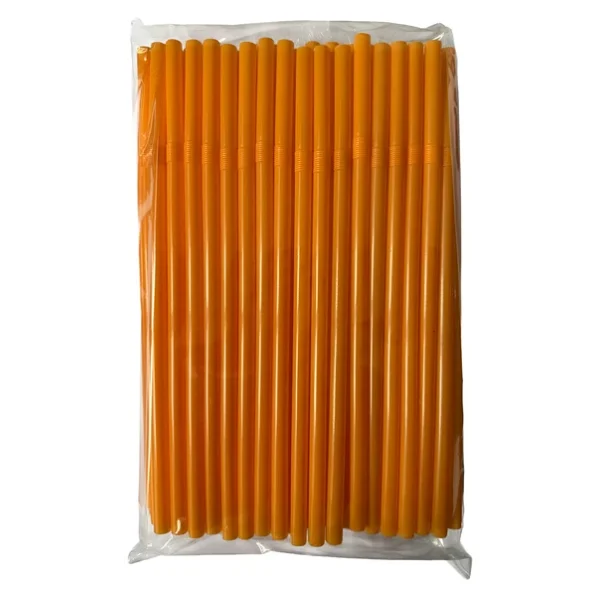 Omeyva Körüklü Turuncu Kalın Buzlu Soğuk Içecek Pipet - 22 Cm. - 8 Mm. - 1000 Adet - Görsel 4
