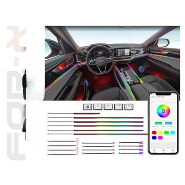 For-X Araç İçi Ambiyans LED Aydınlatma - X-Led64p 64 Renkli Müziğe Duyarlı Rbg LED Ambians Ayd - Görsel 3