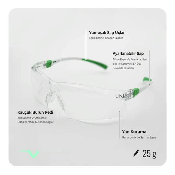 Univet 506 Up Hybrid Clear Plus İş Güvenlik Gözlüğü - Görsel 5