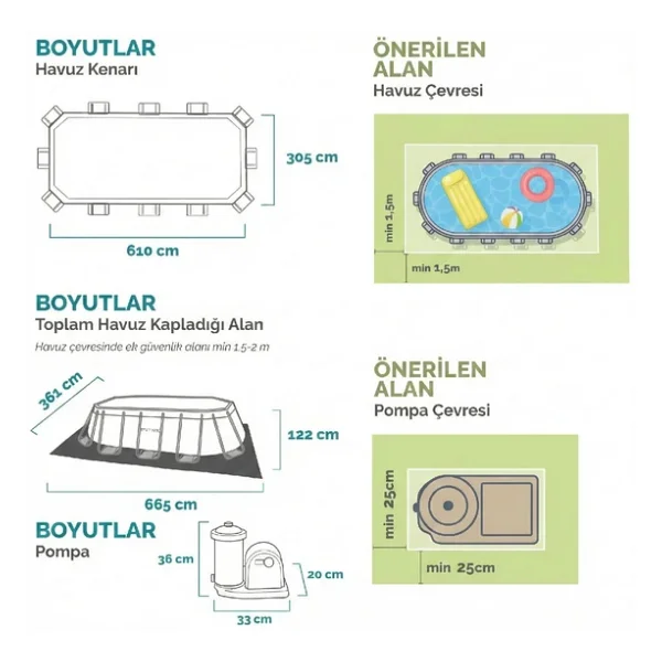 İntex 26798 610x305x122cm Aile Boyu Prefabrik Havuz Seti 220v Filtreli - Görsel 5