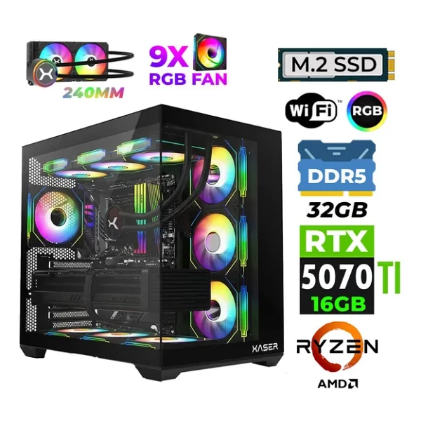 Xaser Velox X130 Ryzen 7 9800x3d 32gb DDR5 RAM 1tb M.2 Nvme SSD 16gb Rtx5070ti Masaüstü Oyuncu Bilgisayarı - Görsel 3