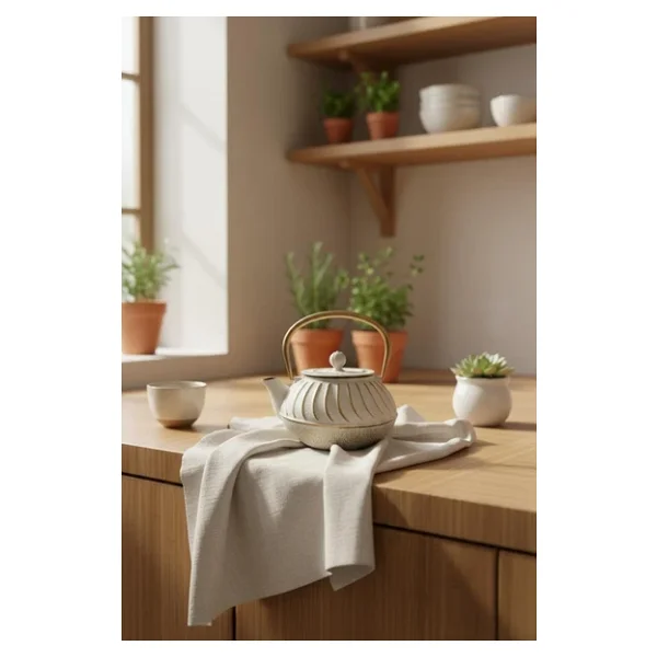 Taşev Linden Sümbül Beyaz 300 Ml Döküm Demlik - Görsel 9