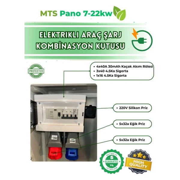 Mtsevcharger 22kw 5/32 + 7kw 3/32 V'ko 60 40 20 Cm Kombinasyon Kutusu Pano Elektrikli Araç Şarj Cihazı İçin - Görsel 5