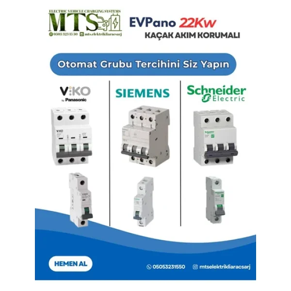 Mtsevcharger 22 Kw Pano 60 40 20 Schneider Taşınabilir Elektrikli Araç Şarj Cihazı Kombinasyon Panosu Kutusu 22kw - Görsel 7