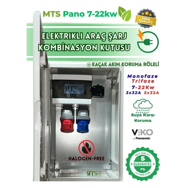 Mtsevcharger 22kw 5/32 + 7kw 3/32 V'ko 60 40 20 Cm Kombinasyon Kutusu Pano Elektrikli Araç Şarj Cihazı İçin - Görsel 3