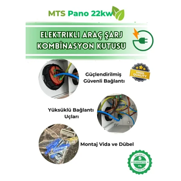 Mtsevcharger 22 Kw 5x32 Trifaze Schneıder Elektrikli Araç Şarj Cihazı Kombinasyon Kutusu Kaçak Akım Roleli - Görsel 3