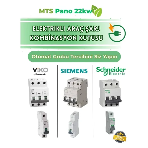 Mtsevcharger 22 Kw 5x32 Trifaze Schneıder Elektrikli Araç Şarj Cihazı Kombinasyon Kutusu Kaçak Akım Roleli - Görsel 4