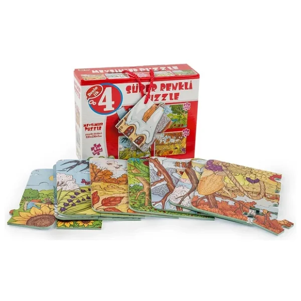 Diytoy Mevsimler Süper Renkli 4'lü Puzzle - Görsel 4