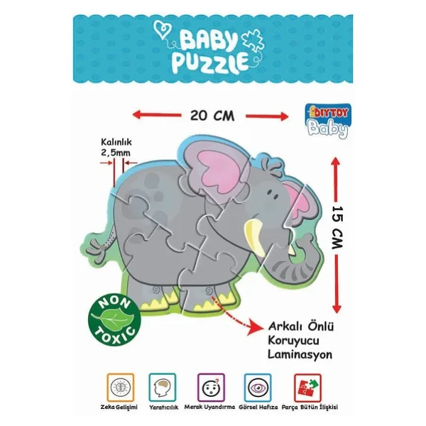 Diytoy Baby Puzzle İlk Hayvanlarım - Görsel 8