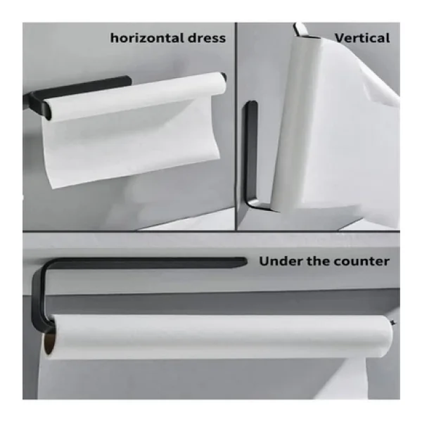 Tncpatishop Yapışkanlı Metal Dolu Demir Solo Havluluk Paslanmaz Siyah Havlu Tutucu Banyo Lavabo Mutfak Askısı - Görsel 5