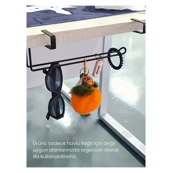 Tncpatishop Metal Kağıt Havlu Askısı Dolap Içine Asılabilir Solo Kağıt Havluluk Raf Altı Mutfak Organizeri Siyah - Görsel 2