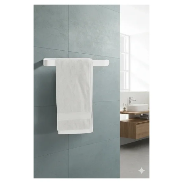 Tncpatishop Paslanmaz Metal Dolu Demir Lüks Yapışkanlı Beyaz Solo Havluluk Banyo Lavabo Mutfak Askısı - Görsel 2