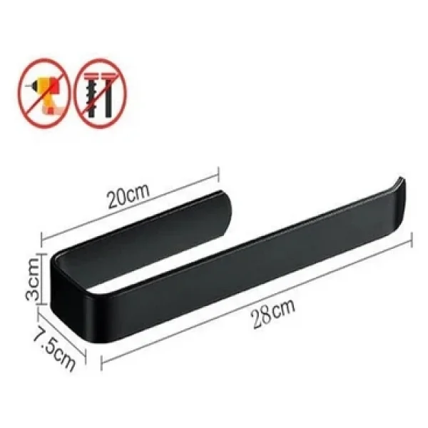 Tncpatishop Yapışkanlı Metal Dolu Demir Solo Havluluk Paslanmaz Siyah Havlu Tutucu Banyo Lavabo Mutfak Askısı - Görsel 8