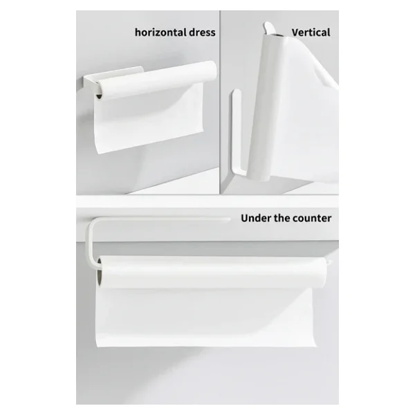 Tncpatishop Paslanmaz Metal Dolu Demir Lüks Yapışkanlı Beyaz Solo Havluluk Banyo Lavabo Mutfak Askısı - Görsel 3
