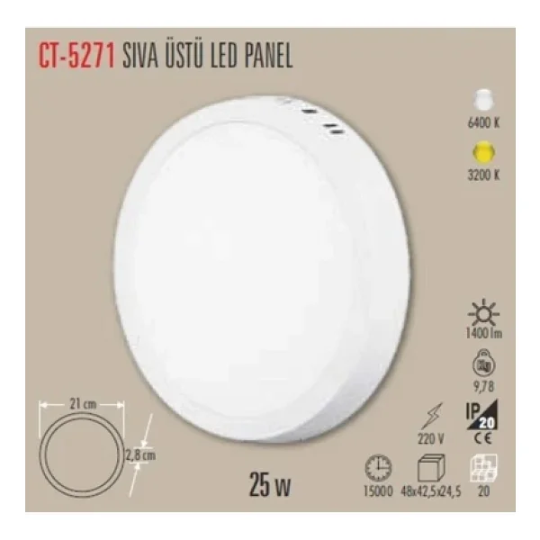 Cata Ct-5271 25 W LED Panel Armatür - Görsel 5