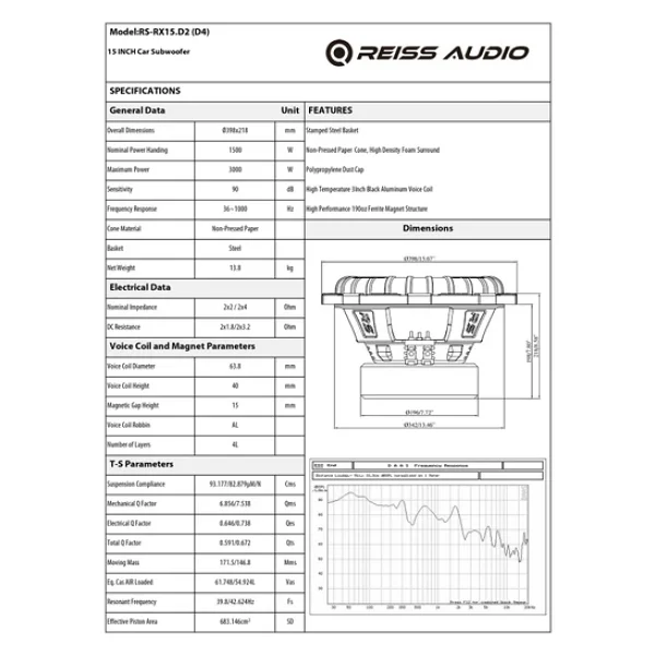 Reiss Audio Rs-Rx15 2000 W 38 Cm Subwoofer Oto Hoparlör - Görsel 8