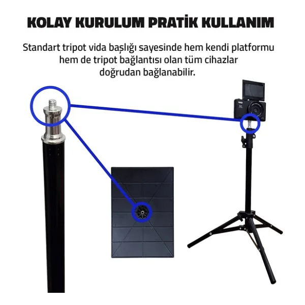 Upway Çok Amaçlı Teleskobik Sahne, Projeksiyon Ve Tablet Standı - 112 Cm Teleskobik Tripot - Görsel 3