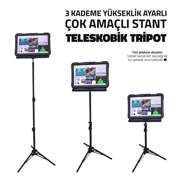 Upway Çok Amaçlı Teleskobik Sahne, Projeksiyon Ve Tablet Standı - 112 Cm Teleskobik Tripot - Görsel 2