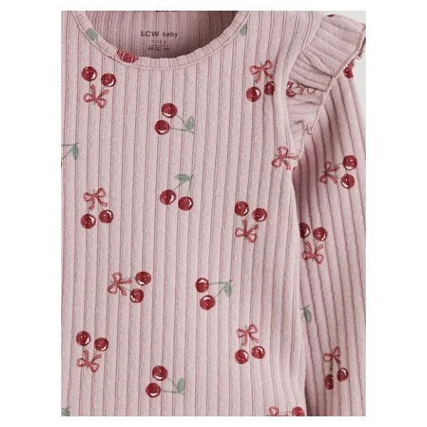 Lcw Baby Lila Kiraz Baskılı Kız Bebek Bluz - Görsel 3