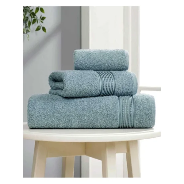 3 Lü Banyo Havlusu Seti Pamuklu Ritim Mint - Görsel 3