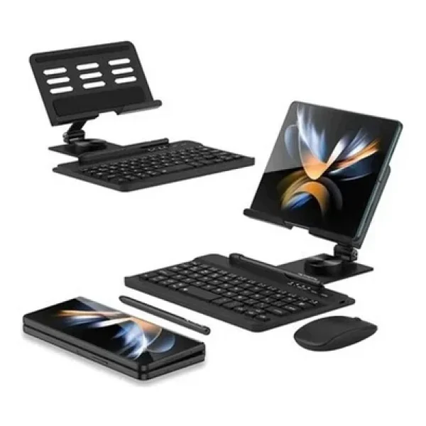 Samsung Galaxy Z Fold 4/5 İçin Moaıto Masa İçin Ayarlanabilir Stand Keyboard Set Black - Görsel 3