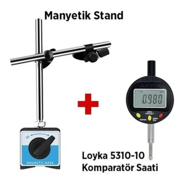 Loyka 5310 Komparatör Saati Ve Manyetik Komparatör Standı Seti - Gri - Görsel 3