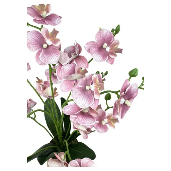 Yapay Çiçek Pudra 9 Dallı Islak Orkide Gümüş Metal Saksıda Saksıda Orkide 60cm - Görsel 10