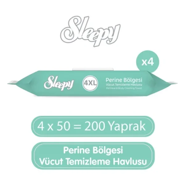Sleepy Perine Bölgesi Vücut Temizleme Havlusu 4x50 (200 Yaprak) - Görsel 3